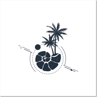Round Shell. Summer. Geometric, Line Art Style Posters and Art